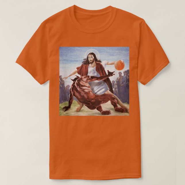 Camiseta Engraçado Jesus Cruzando Os Demais Cristãos (Frente do Design)