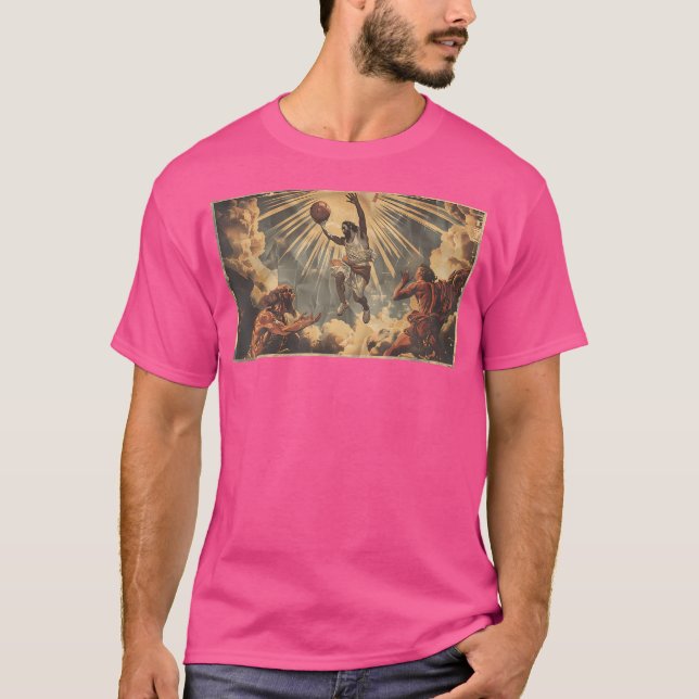 Camiseta Engraçado Jesus Dunking Sobre O Maldito Cristão (Frente)
