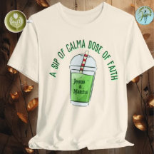 Engraçado Jesus e Macha, fé matcha T-Shirt
