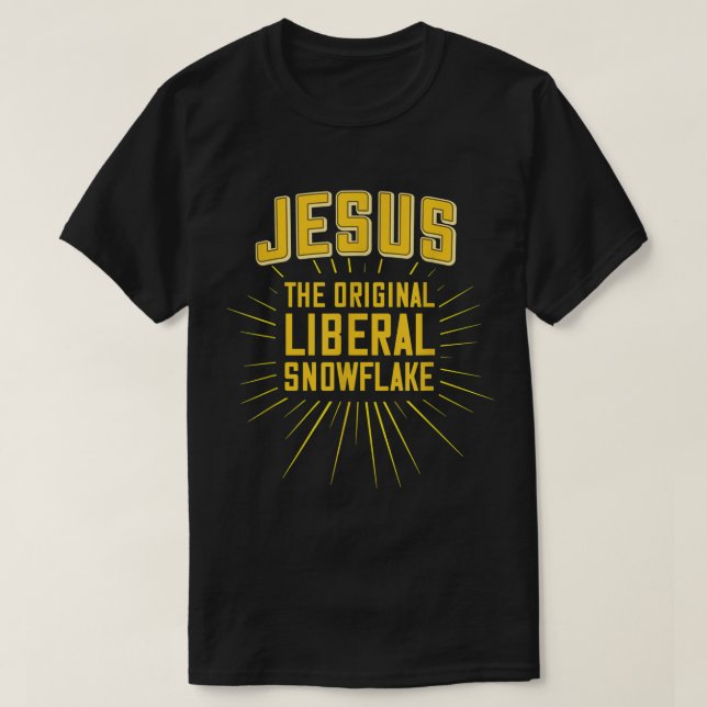 Camiseta Engraçado Jesus é o original floco de neve liberal (Frente do Design)