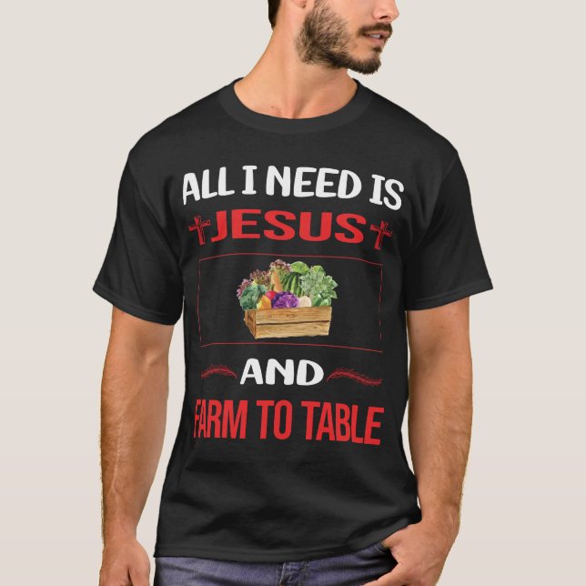 Camiseta Engraçado Jesus Fazenda à Mesa (Frente)