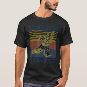 Camiseta Engraçado Jesus salva hóquei, diversão religiosa c