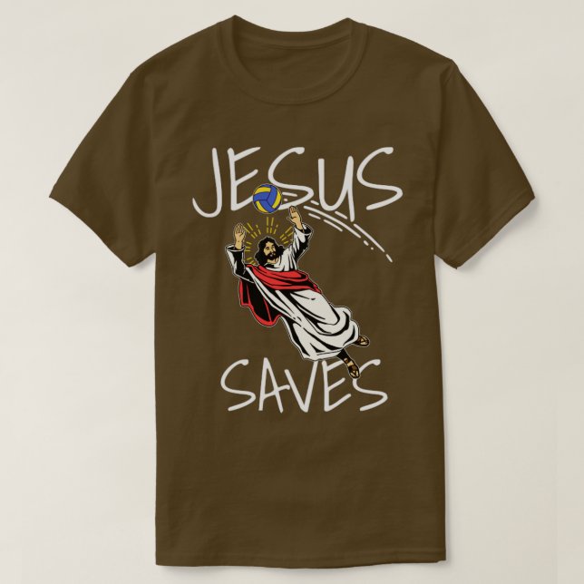 Camiseta Engraçado Jesus salva Impressão de voleibol presen (Frente do Design)