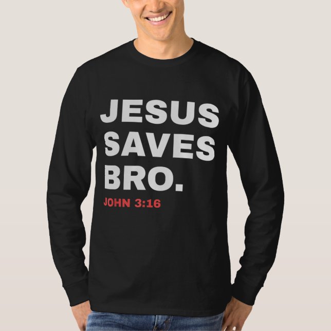 Camiseta Engraçado Jesus Salva Irmão da Igreja Cristã Pai J (Frente)