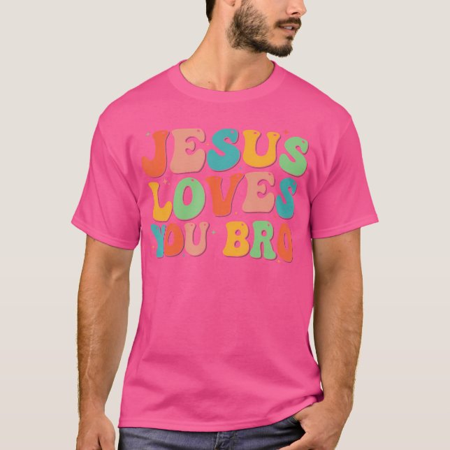 Camiseta Engraçado Jesus Te Ama Irmão Groovy Christian Vint (Frente)