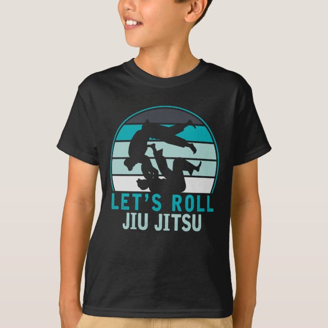 Camiseta Engraçado Jiu Jitsu Roll Fighters BJJ Treinando Hu (Frente)