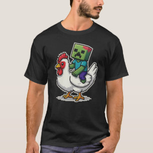 Camiseta Engraçado Jockey Pixel Andando Galinha Jockey