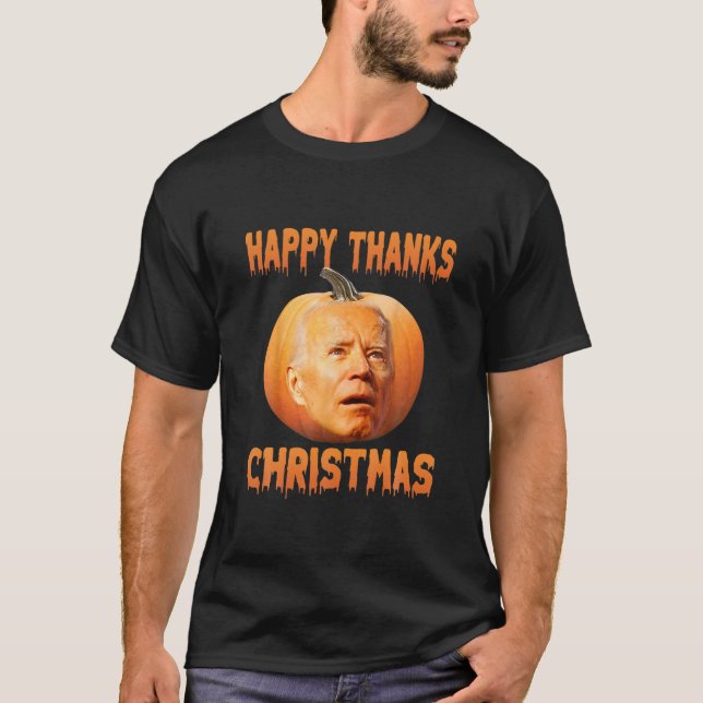 Camiseta Engraçado Joe Biden Confusa Anti-Biden Pumpkin Fel (Frente)