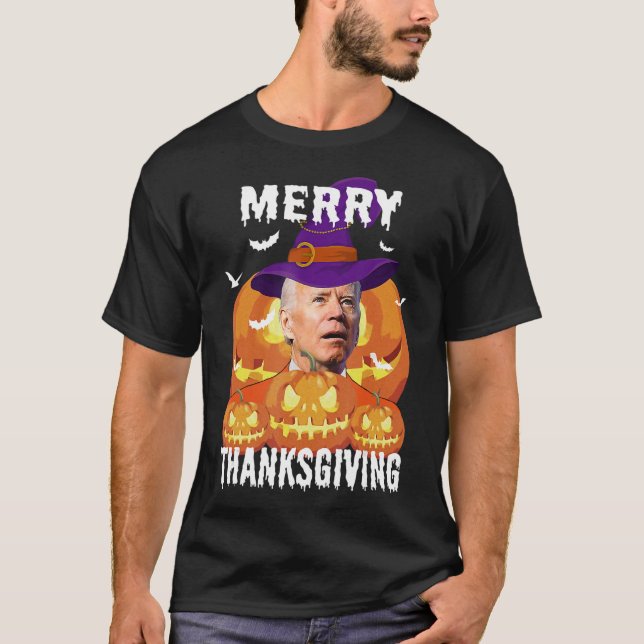 Camiseta Engraçado Joe Biden Confusa Feliz De Ação De Graça (Frente)