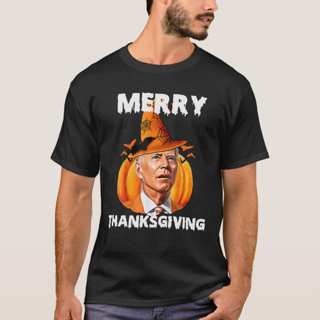 Camiseta Engraçado Joe Biden Confusa Feliz De Ação De Graça (Frente)