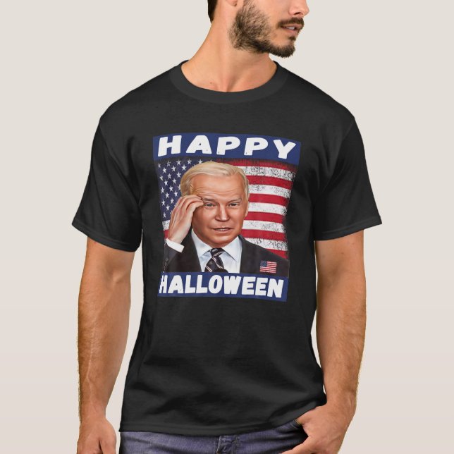 Camiseta Engraçado Joe Biden Feliz Halloween 4 De Julho Ind (Frente)