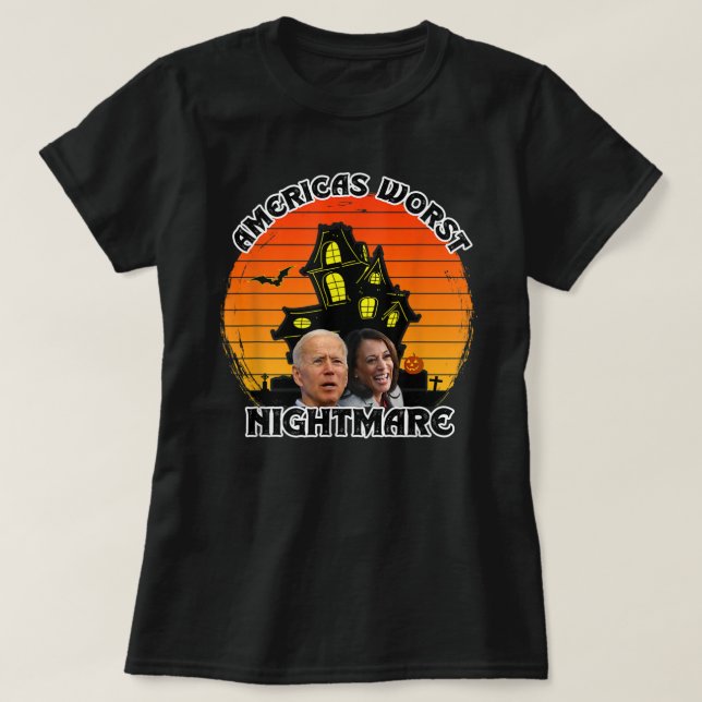 Camiseta Engraçado Joe Biden Halloween Kamala Harris Améric (Frente do Design)