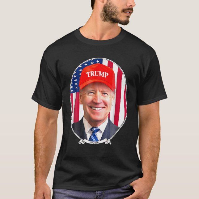 Camiseta Engraçado Joe Biden Vestindo o chapéu (Frente)