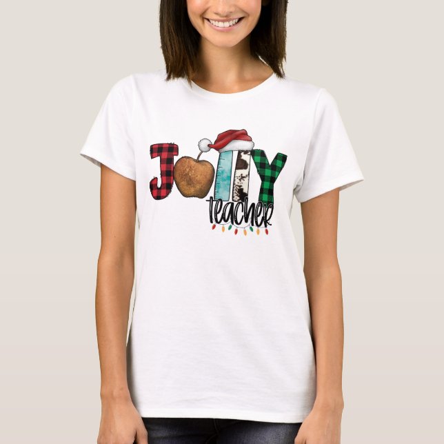 Camiseta Engraçado Jolly Teacher Christmas (Frente)