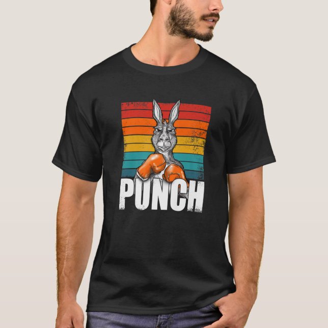 Camiseta Engraçado Kangaroo Boxing, Humor Retro (Frente)