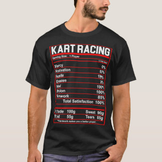 Camiseta Engraçado Kart Racing Nutrition Facts Gift Idea Wo