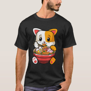 Camiseta Engraçado Kawaii Cat Ramen Amante de os animais Ja