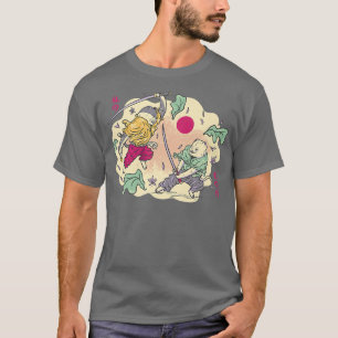 Camiseta Engraçado Kawaii Samurai impressão de humor de gat