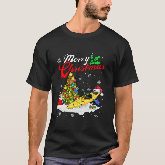 Camiseta Engraçado Kayaking Lover Xmas Papais noeis de ilum (Frente)
