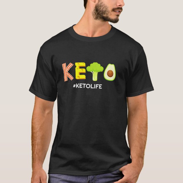 Camiseta Engraçado Keto Diet Tee Ketones Baixa Carbo Keto M (Frente)