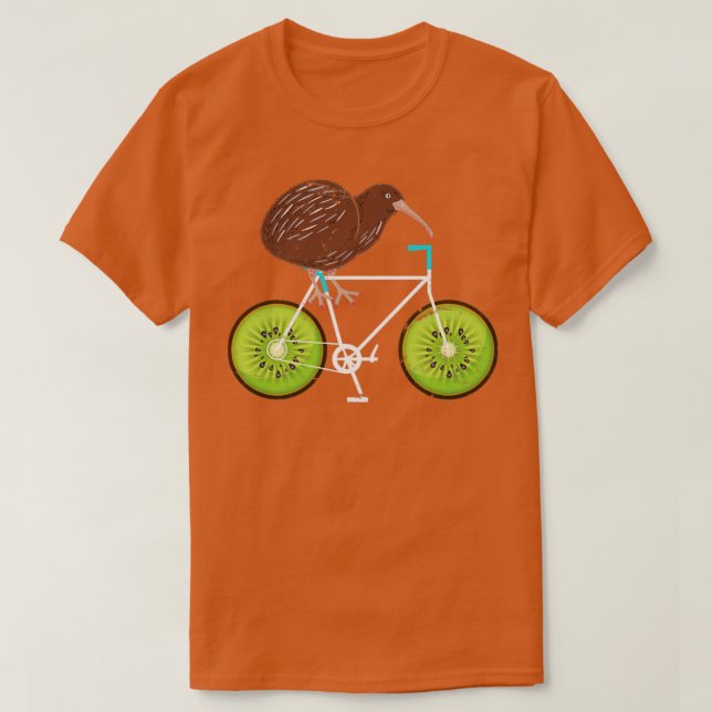 Camiseta Engraçado Kiwi Bicicleta Nova Zelândia (Frente do Design)