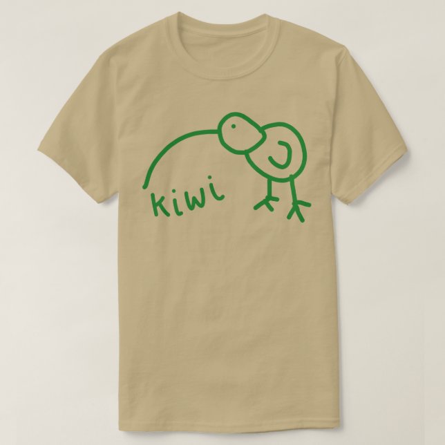 Camiseta Engraçado Kiwi Doodle Green (Frente do Design)