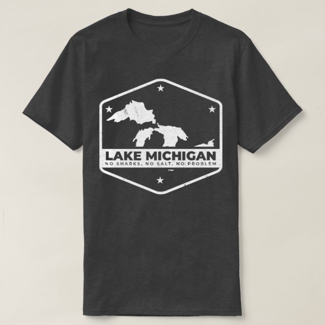 Camiseta Engraçado Lago Michigan Sem Tubarões Sem Excelente (Frente do Design)