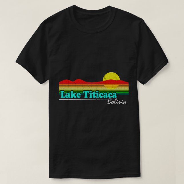 Camiseta Engraçado Lago Titicaca, Bolívia (Vintage Afetado) (Frente do Design)