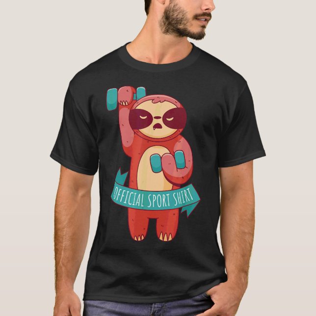 Camiseta Engraçado Layz Sloth Weising Workout Sports (Frente)
