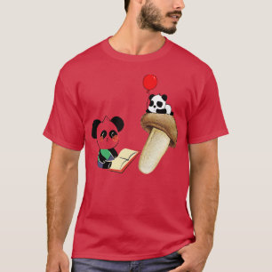 Camiseta Engraçado Leitura Panda