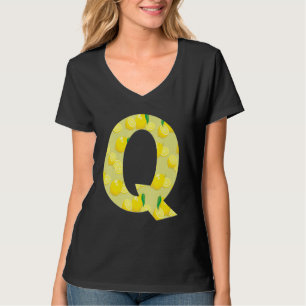 Camiseta Engraçado Lemon Monograma Inicial Letra Q Girls