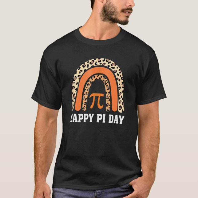 Camiseta Engraçado Leopard Rainbow Feliz Pi Day Professor D (Frente)