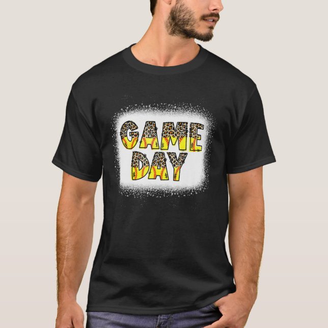 Camiseta Engraçado Leopard Softball Game Day Vibes Softball (Frente)