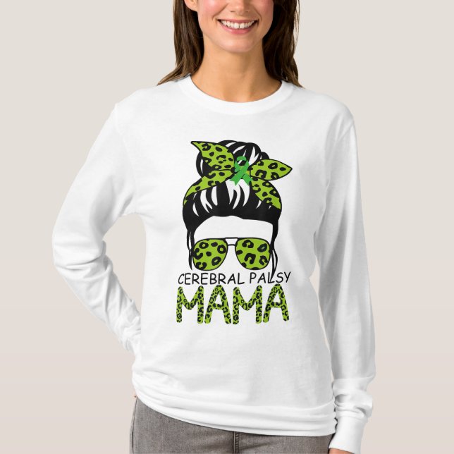 Camiseta Engraçado Leopardo Mensageiro Cabelo Cerebral Pals (Frente)