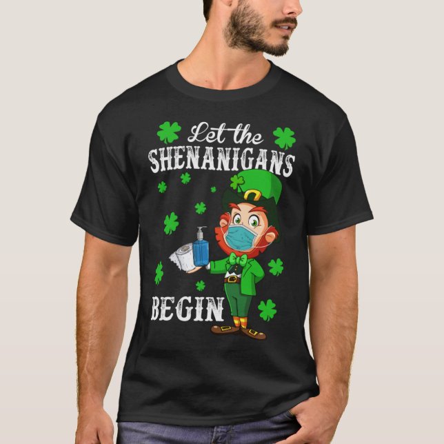Camiseta Engraçado Leprechaun Vestindo Máscara - Rua verde  (Frente)
