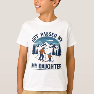 Camiseta Engraçado Levado De Pé Por Minha Filha Esqui Retro