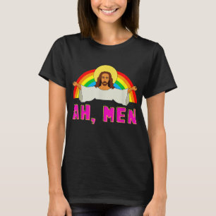 Camiseta Engraçado LGBT Ah Homem Jesus Orgulho gay Rainbow