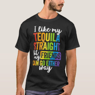 Camiseta Engraçado LGBT Ally Dando Tequila Hetero Amigos I