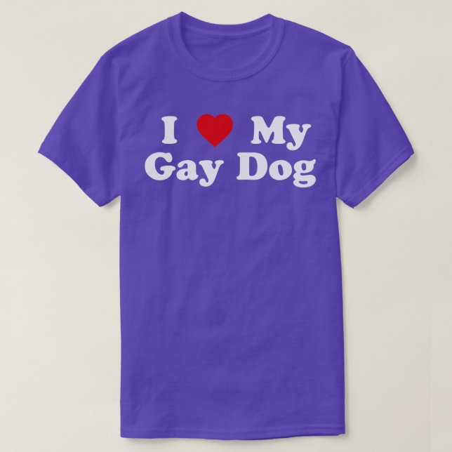 Camiseta Engraçado LGBT Eu Amo Meu Cachorro Gay (Frente do Design)