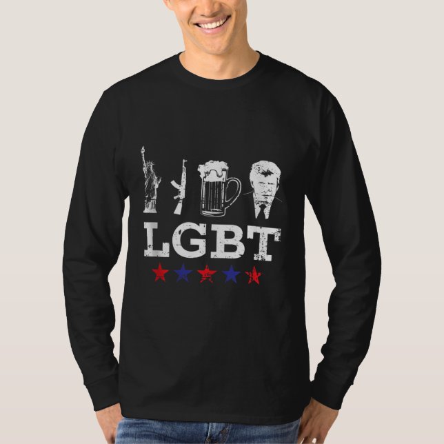 Camiseta Engraçado LGBT Liberdade Cerveja Trump Engraçado L (Frente)