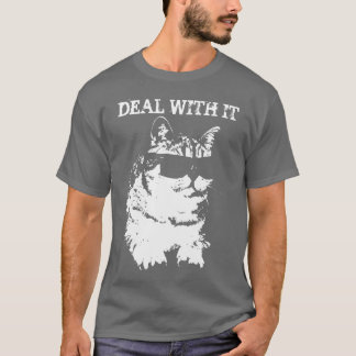 Camiseta Engraçado lidar com isso. Gato vestindo óculos de