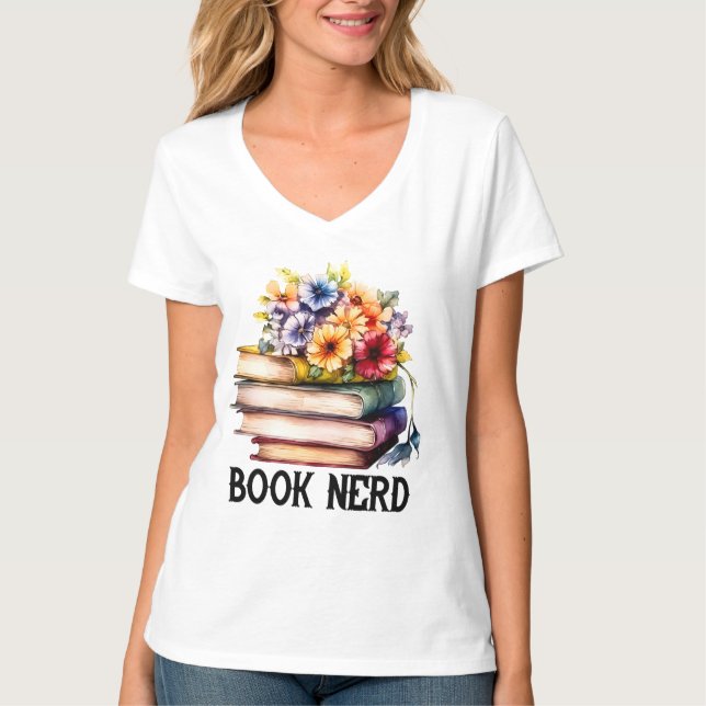 Camiseta Engraçado livro nerd arte (Frente)