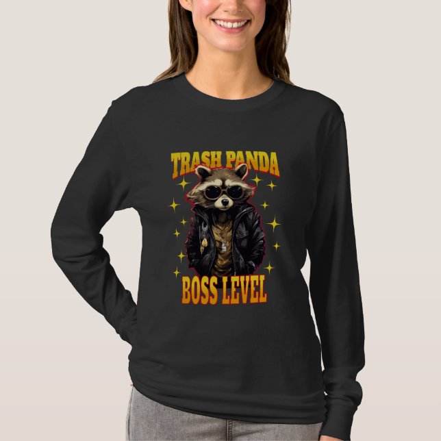 Camiseta Engraçado Lixo Panda Chefe Raccoon (Frente)