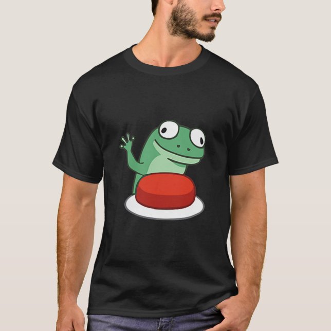 Camiseta Engraçado Lizard Button Meme (Frente)