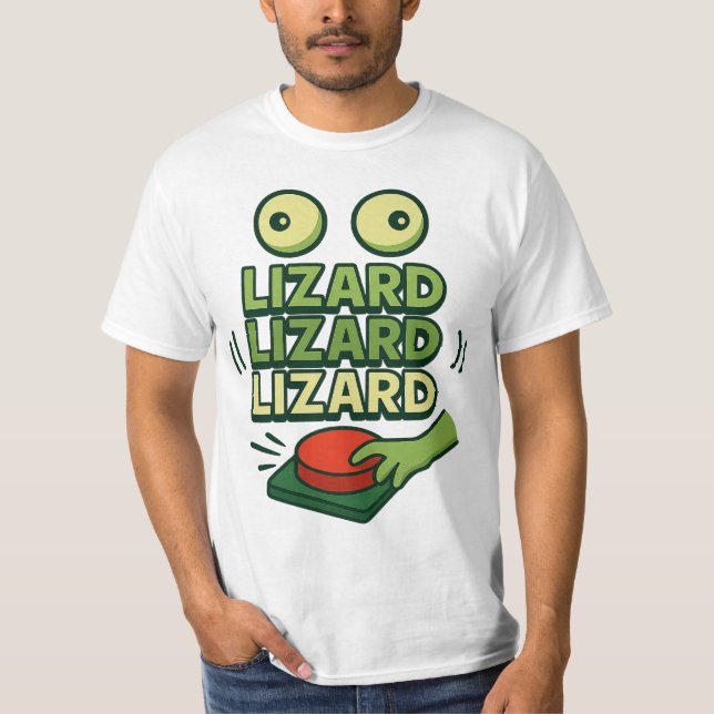 Camiseta Engraçado Lizard Verde Piscando Botão Som (Frente)