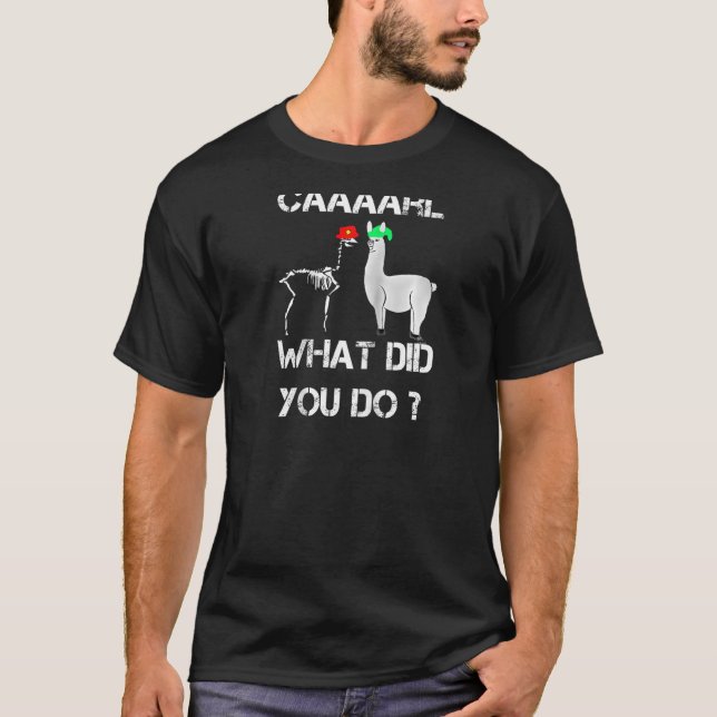 Camiseta Engraçado Llama Com A Edição Do Chapéu. Carl What  (Frente)