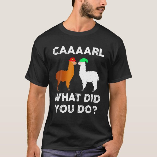 Camiseta Engraçado Llama Com Chapéus Lama Lover Carl O Que  (Frente)