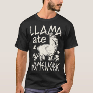Camiseta Engraçado Llama Comeu a Minha Homework Alpaca Tee