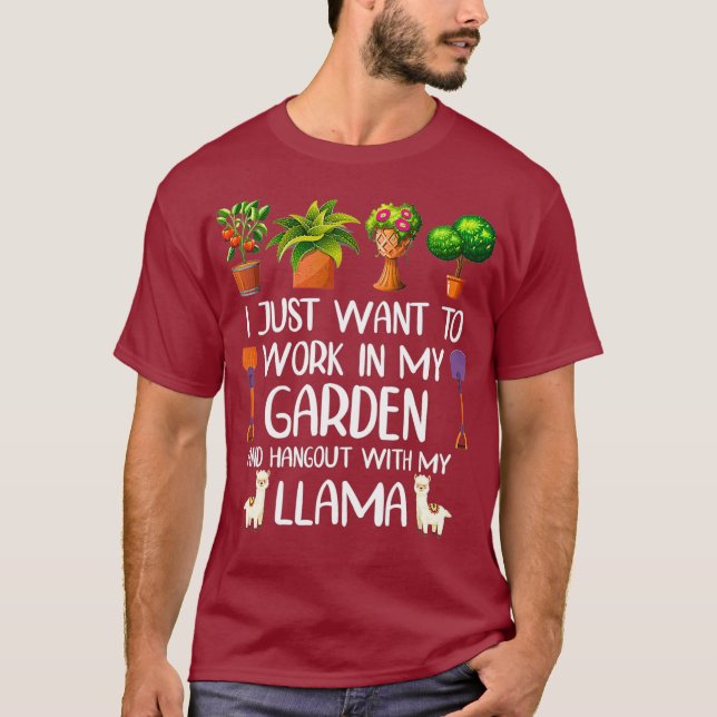 Camiseta Engraçado Llama Lover Gardening para Gardener Men (Frente)
