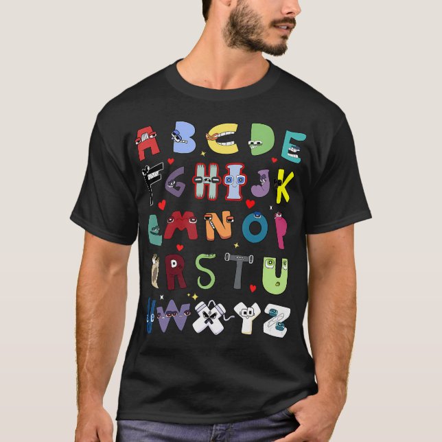 Camiseta Engraçado Lore Alphabet A to Z - Letra Hi Para Cri (Frente)